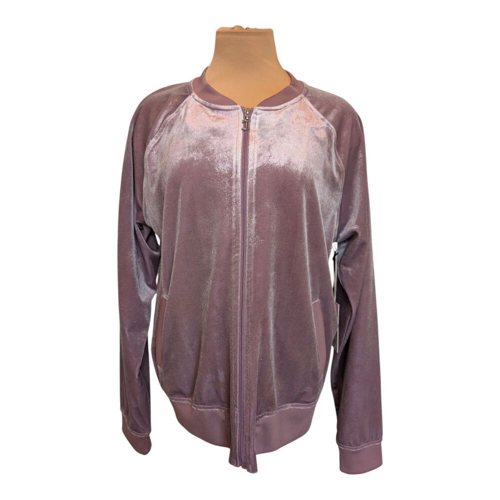 Juicy Couture Lilac Snow Shimmer Zip Up Velour Jacket Size XL Y2K Coquette NWT